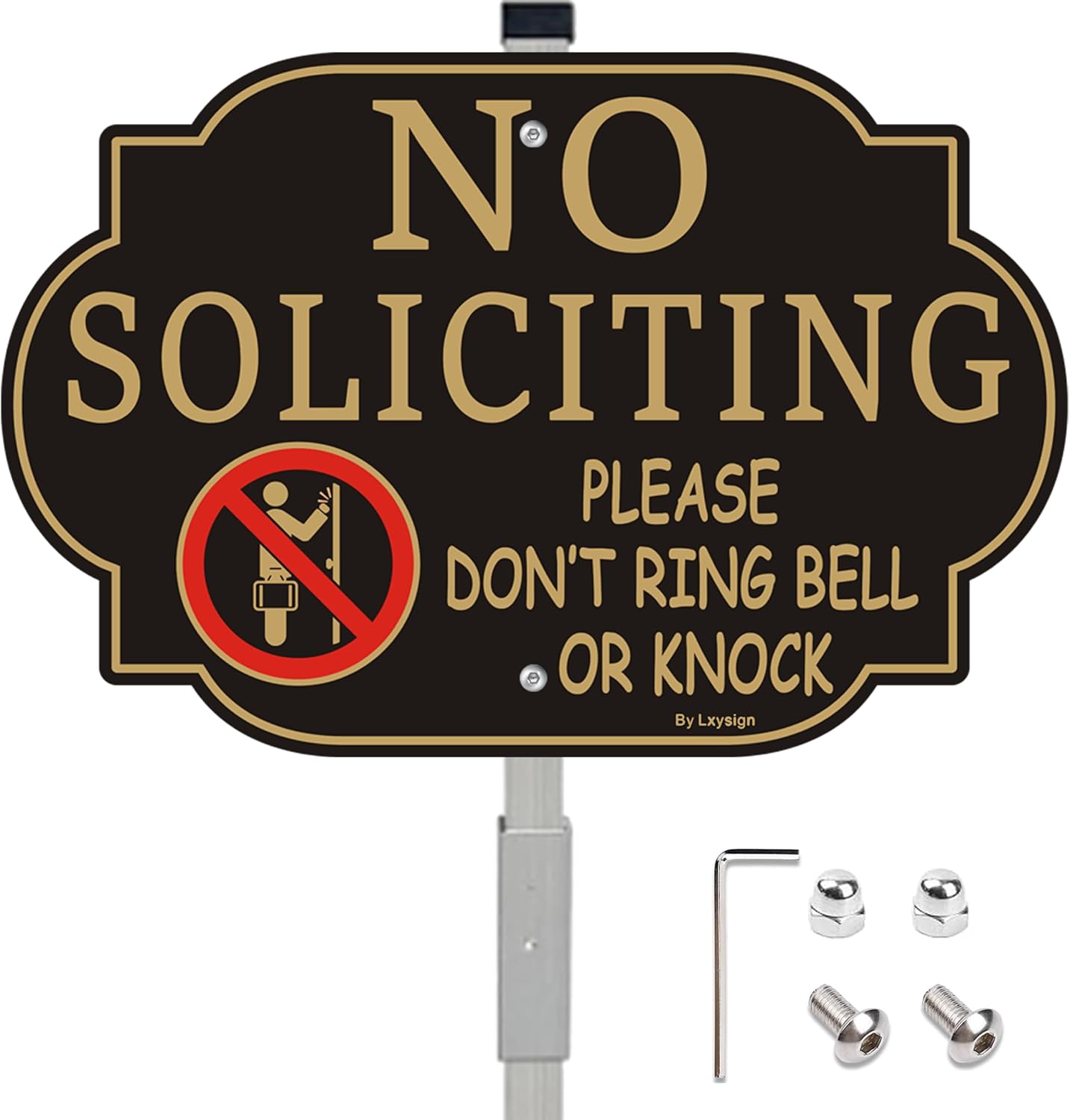 Letrero No Soliciting aluminio estaca 12x8"
