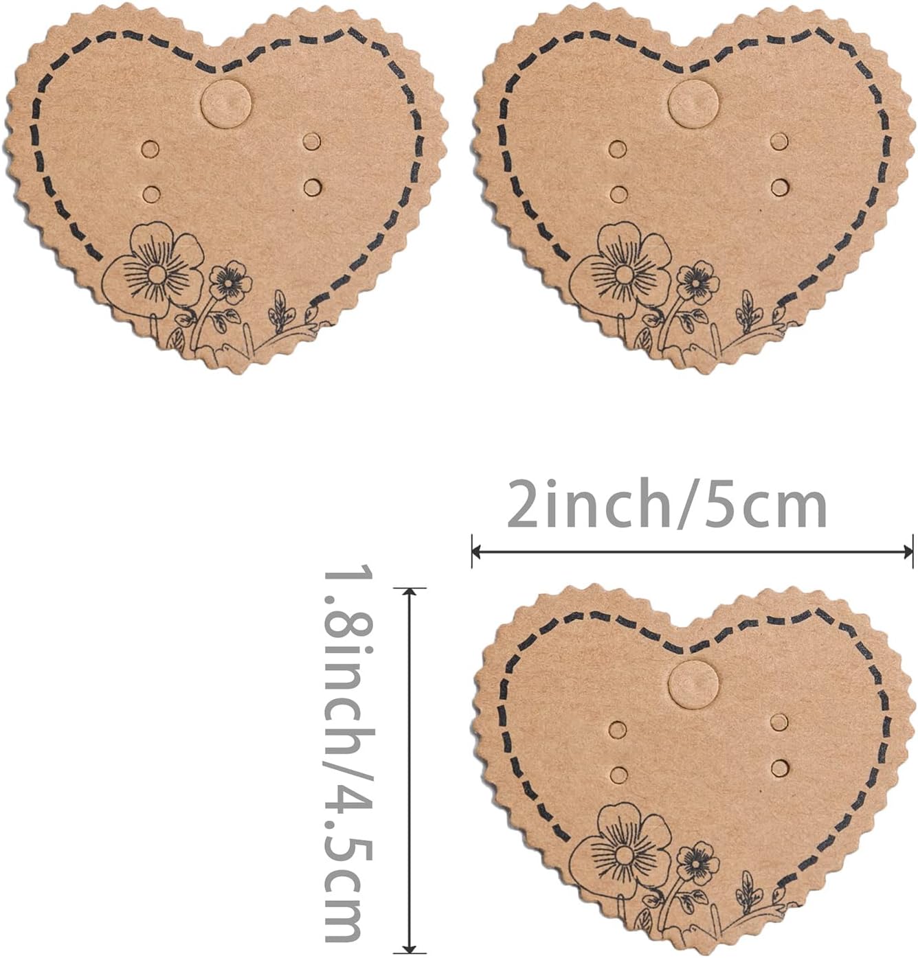 200 Tarjetas Soporte Pendientes Forma Corazón