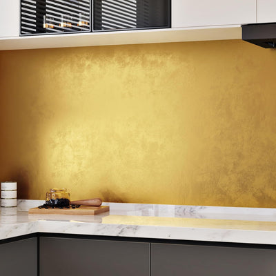 Papel tapiz cocina dorado metálico texturizado impermeable