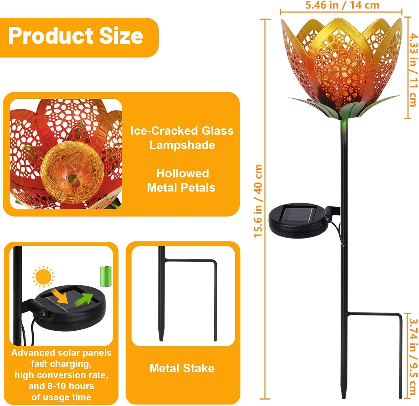 Luz solar tulipán con globo cristal estaca pétalos huecos