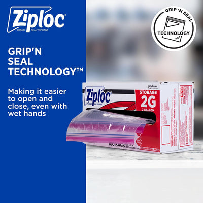 Bolsas Almacenamiento 2 Galones Ziploc Caja 100 Uds