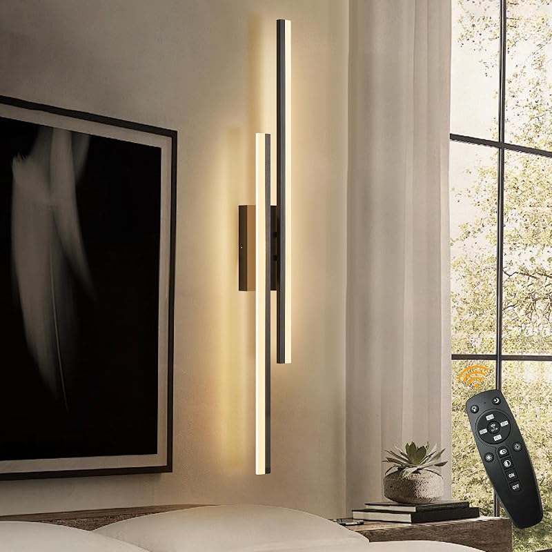 Aplique pared LED negro control remoto regulable
