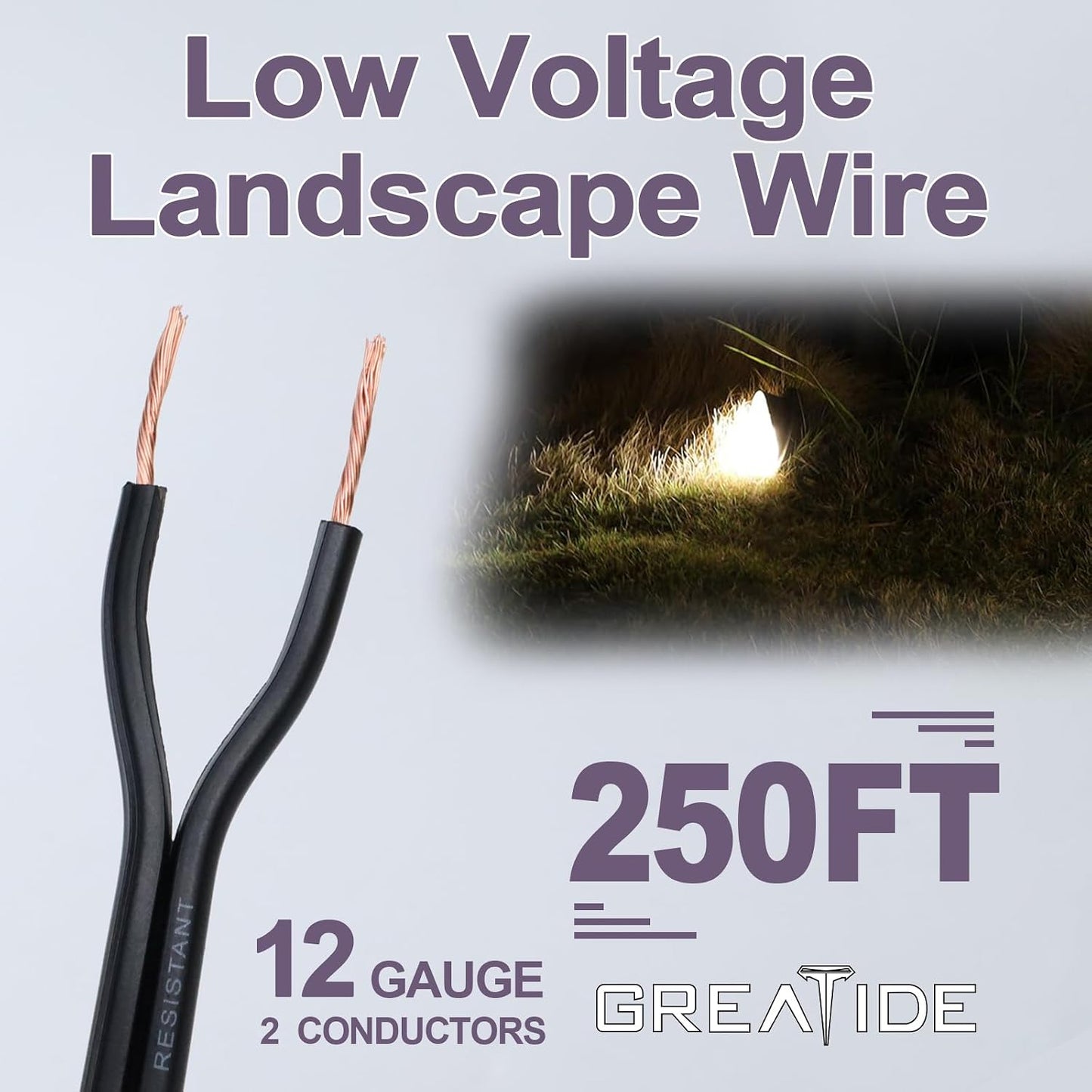 Cable bajo voltaje 12/2 para iluminación exterior 250pies