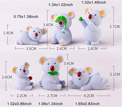 6 Figuras Koala Resina 1pulg Adornos Tartas Jardín Hadal