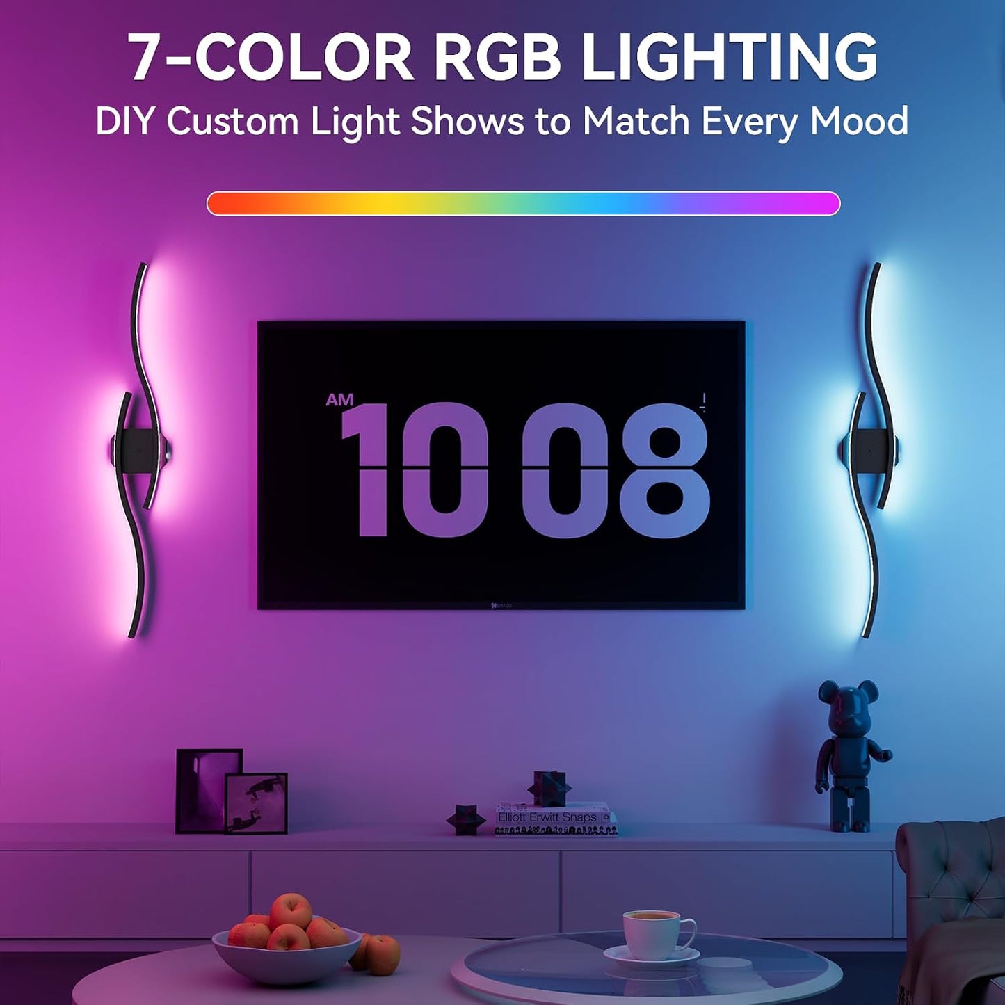 2 Apliques Pared Inalámbricos Recargables RGB 40pulg