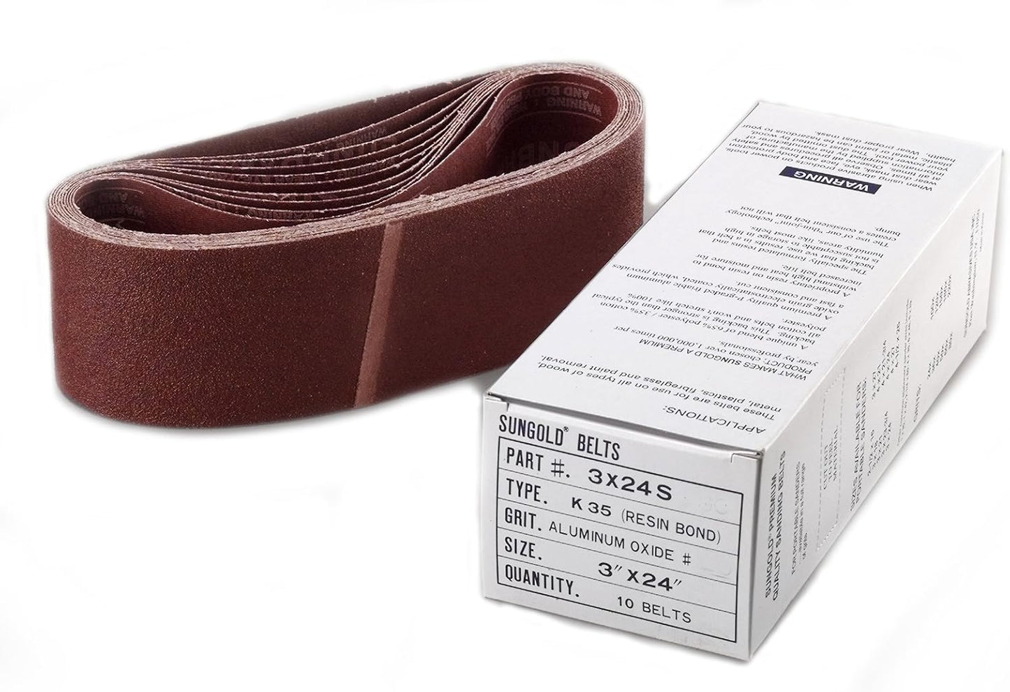 Cinturones portátiles 3x24 pulg Grano 120 Alúmina 10 Pzas