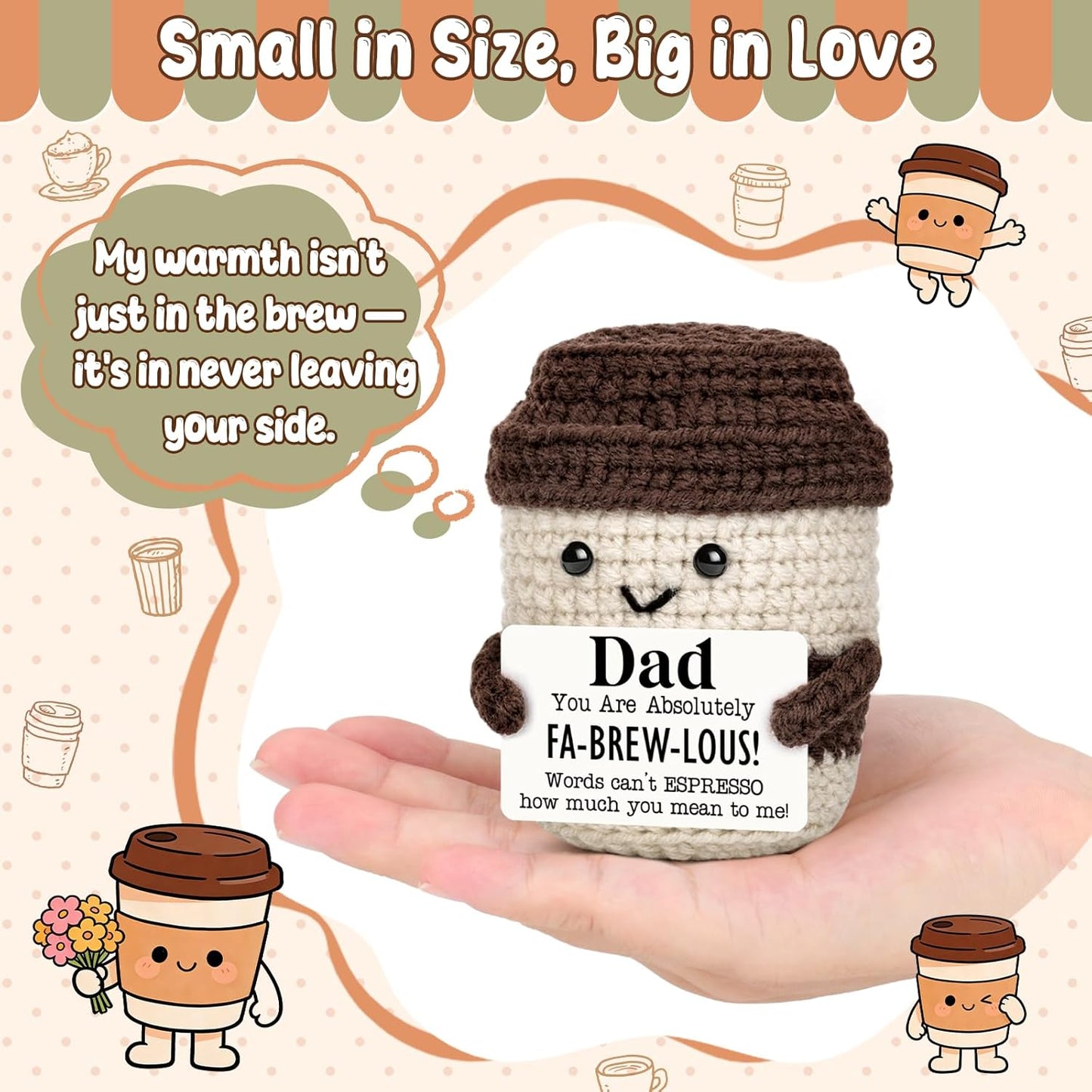 Taza café ganchillo regalo papá cumpleaños San Valentín