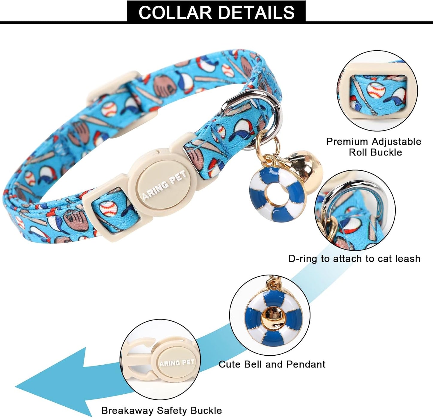 2 Collares Gatito Ajustables con Campana y Colgante