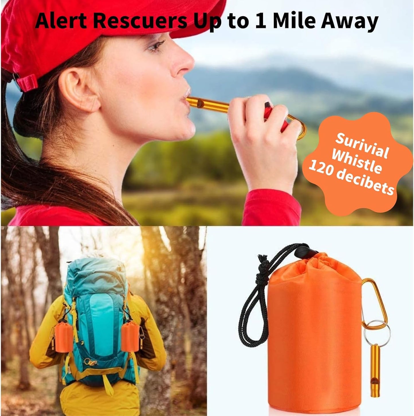Bolsa dormir emergencia con silbato impermeable para camping