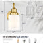 Lámpara pared baño 1 luz vidrio campana blanco dorado