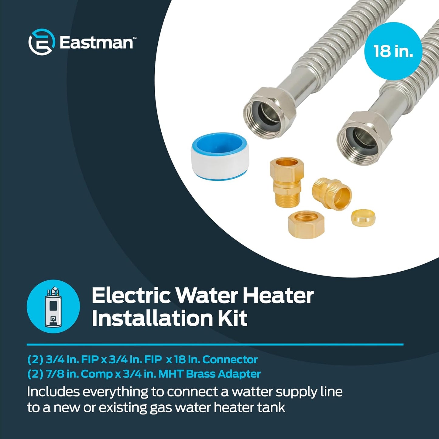 Kit instalación calentador agua acero inox corrugado 3/4x18pulg
