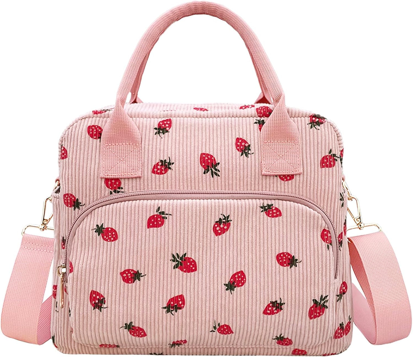 Bolsa almuerzo aislada reutiliz. portátil rosa fresa