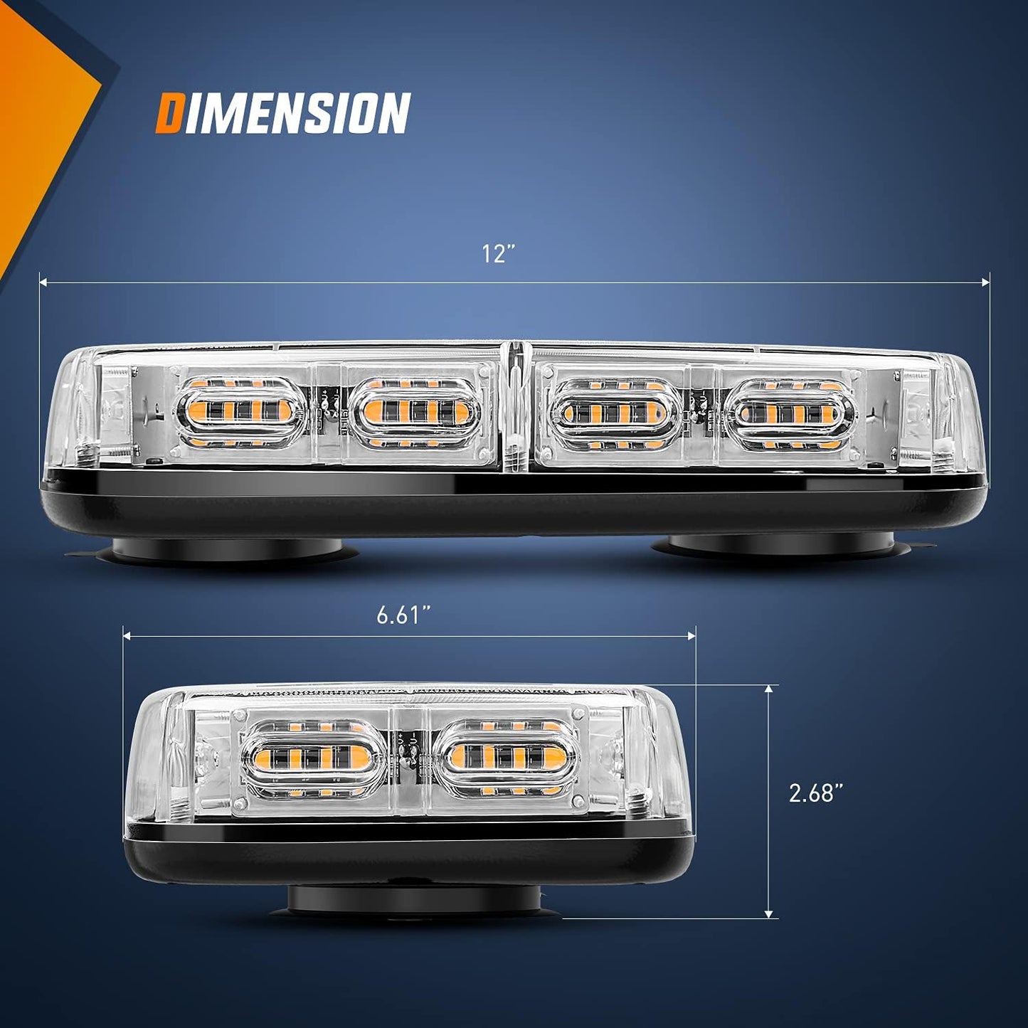 Barra LED estroboscópica techo 12" 48 LED coches camiones