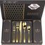 Set 40 Pzas Cubiertos Acero Inox Caja Regalo Oro