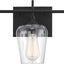 Lámpara baño 3 luces negro vidrio transparente 21pulg