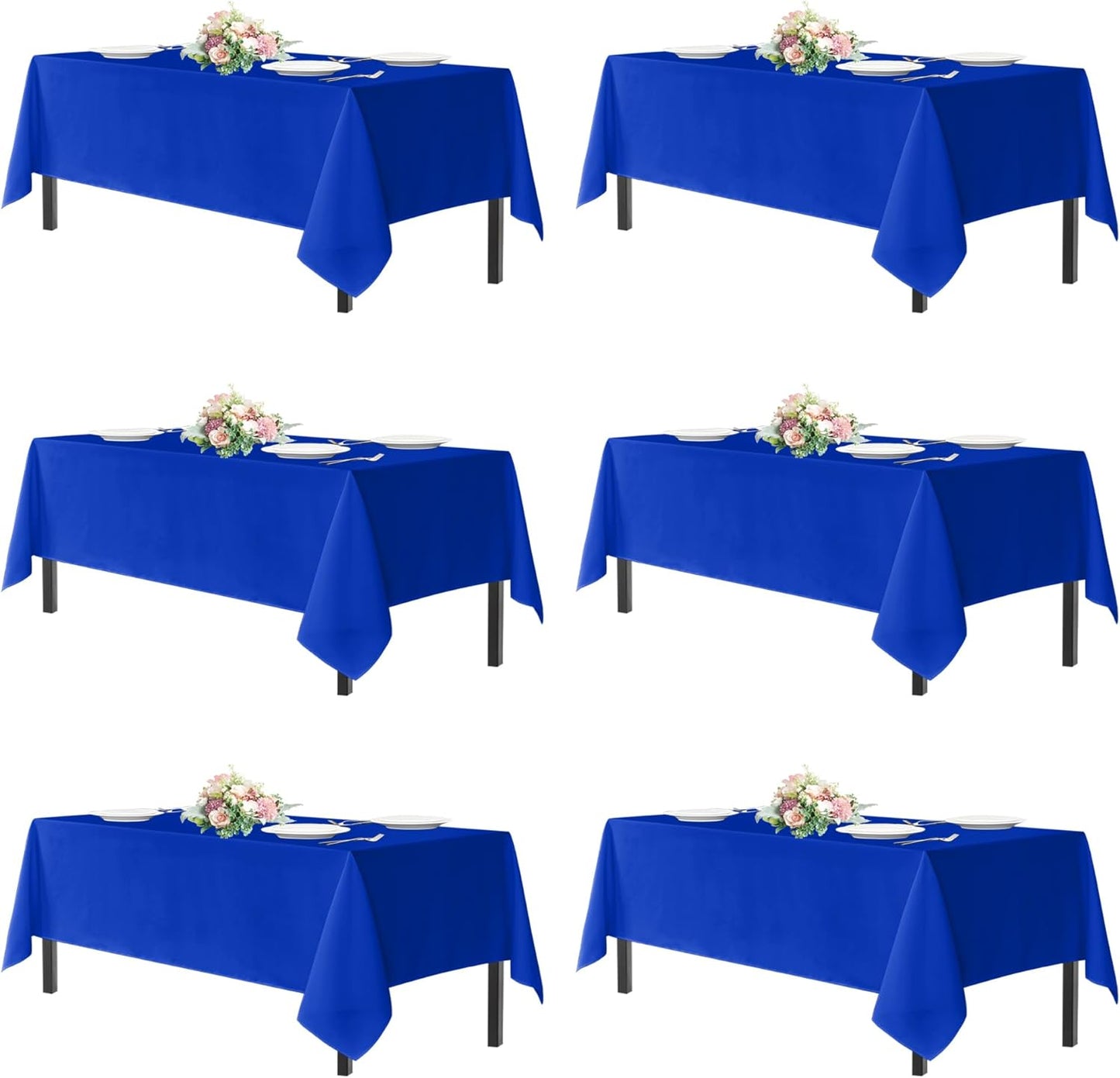 Manteles azul real 60x102pulg pack 6 poliéster reutilizables
