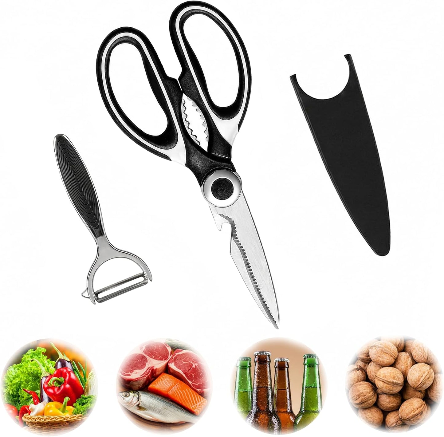 Tijeras cocina acero inox 4en1 agarre cómodo lavavajillas