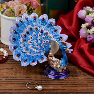 Joyero cristal pintado a mano caja baratijas azul