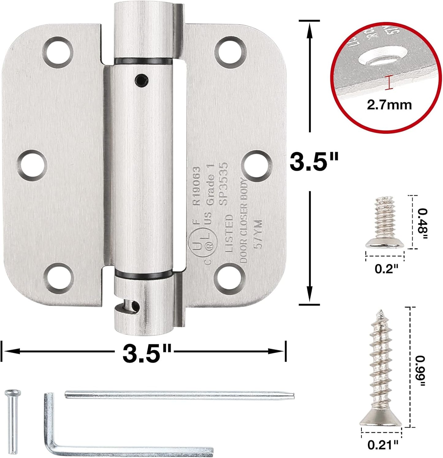 Bisagras automáticas níquel satinado 3.5pulg plateado