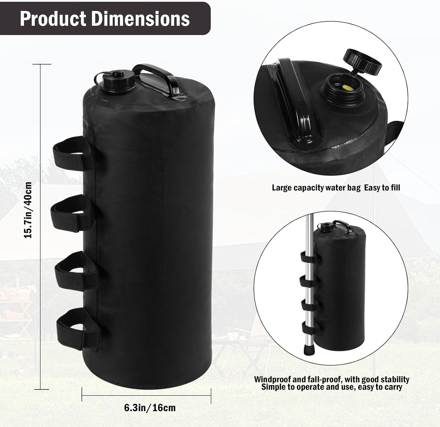 Bolsa peso 88lb para toldo tienda campaña 10L cada uno set 4