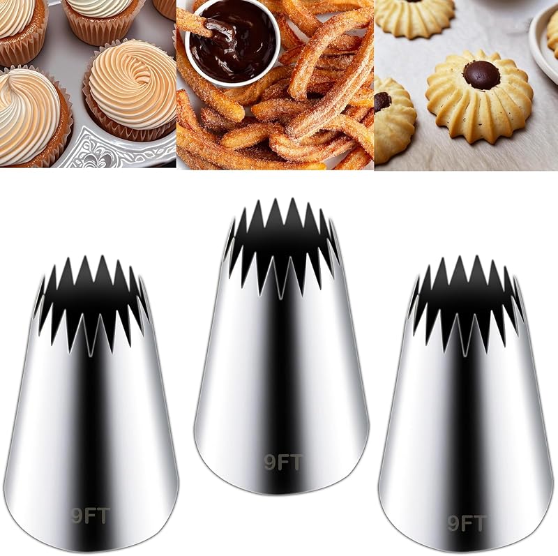 3 Puntas Churro Acero Inox 9ft para Glaseado y Tartas