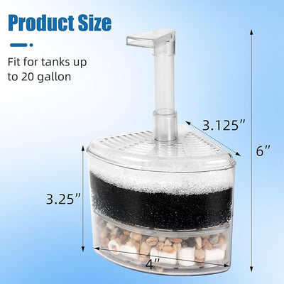 Filtro esponja acuario nano con tubos y ventosas 20gal