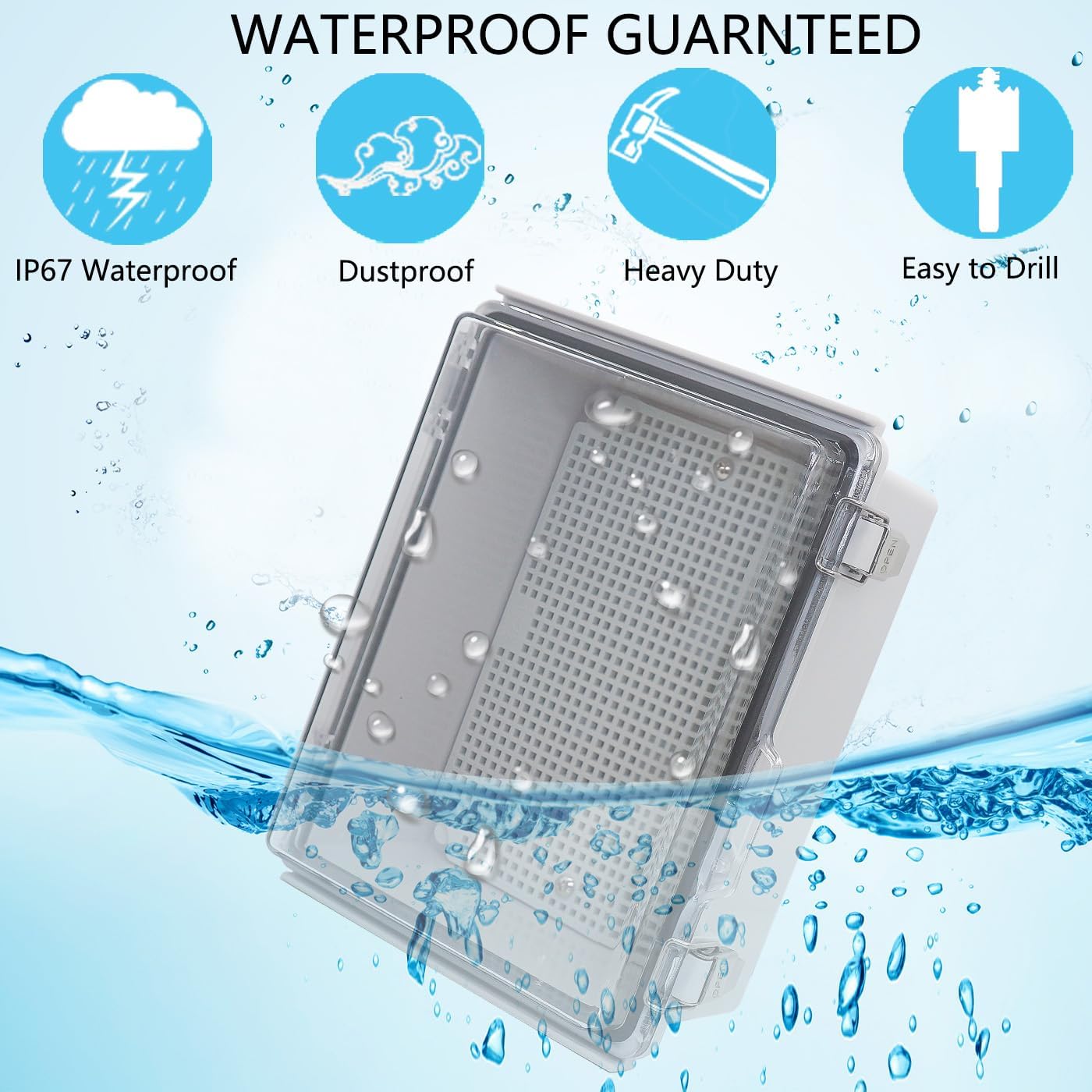 Caja eléctrica plástico ABS con pestillo acero inox