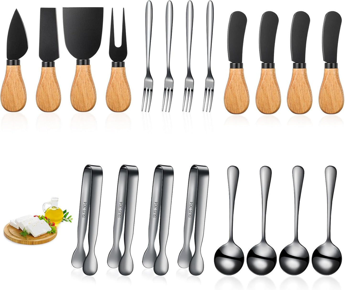 Set 20 Pzas Accesorios Mesa Charcutería Cuchillos Esparcidores
