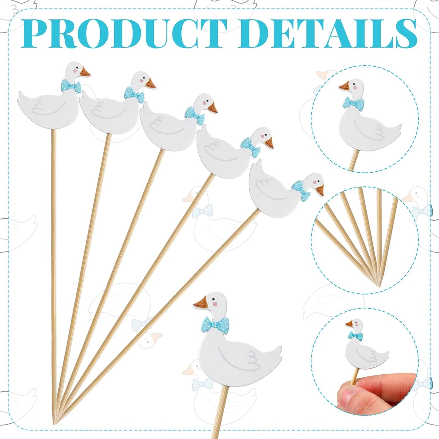 150 Palillos Cóctel Bambú Natural 5.9pulg Decorativos