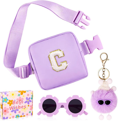 Bolso cruzado para niña con inicial y llavero lindo