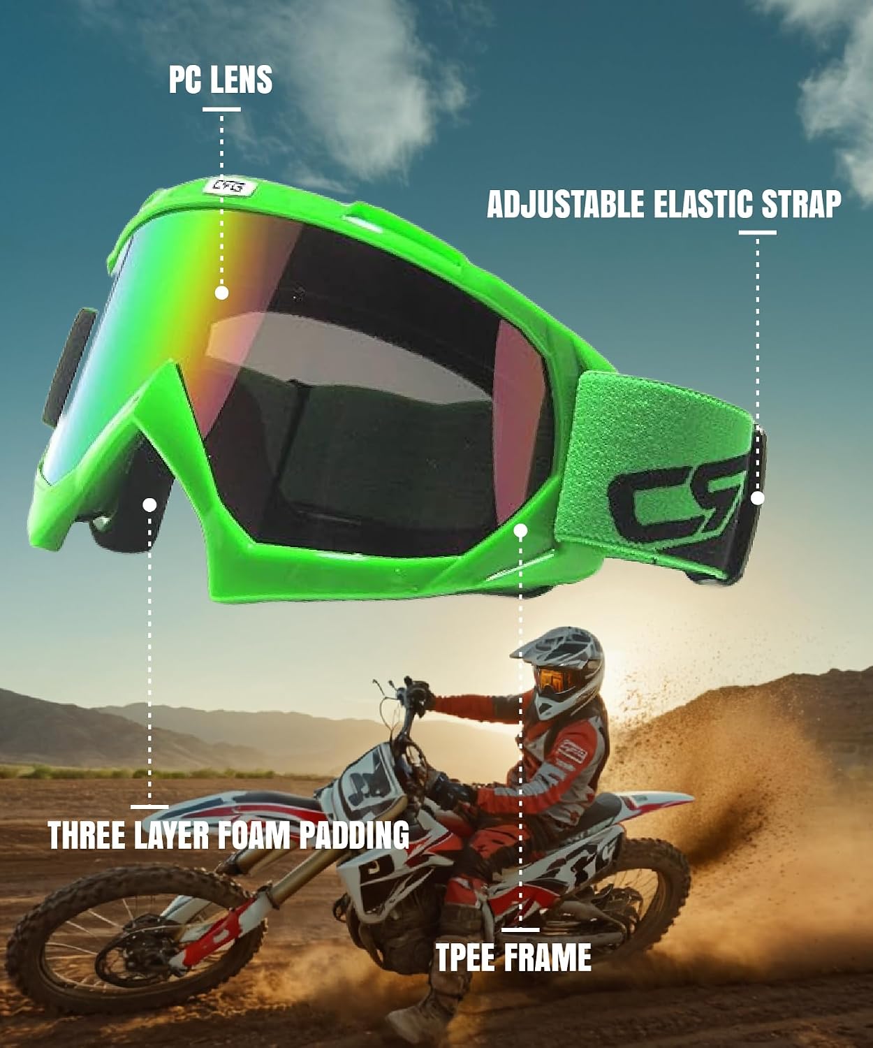 Gafas protección motocicleta ATV Dirt Bike adultos