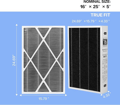 Filtro aire MERV 16 16x25x5 comp Lennox X6672 paq 3