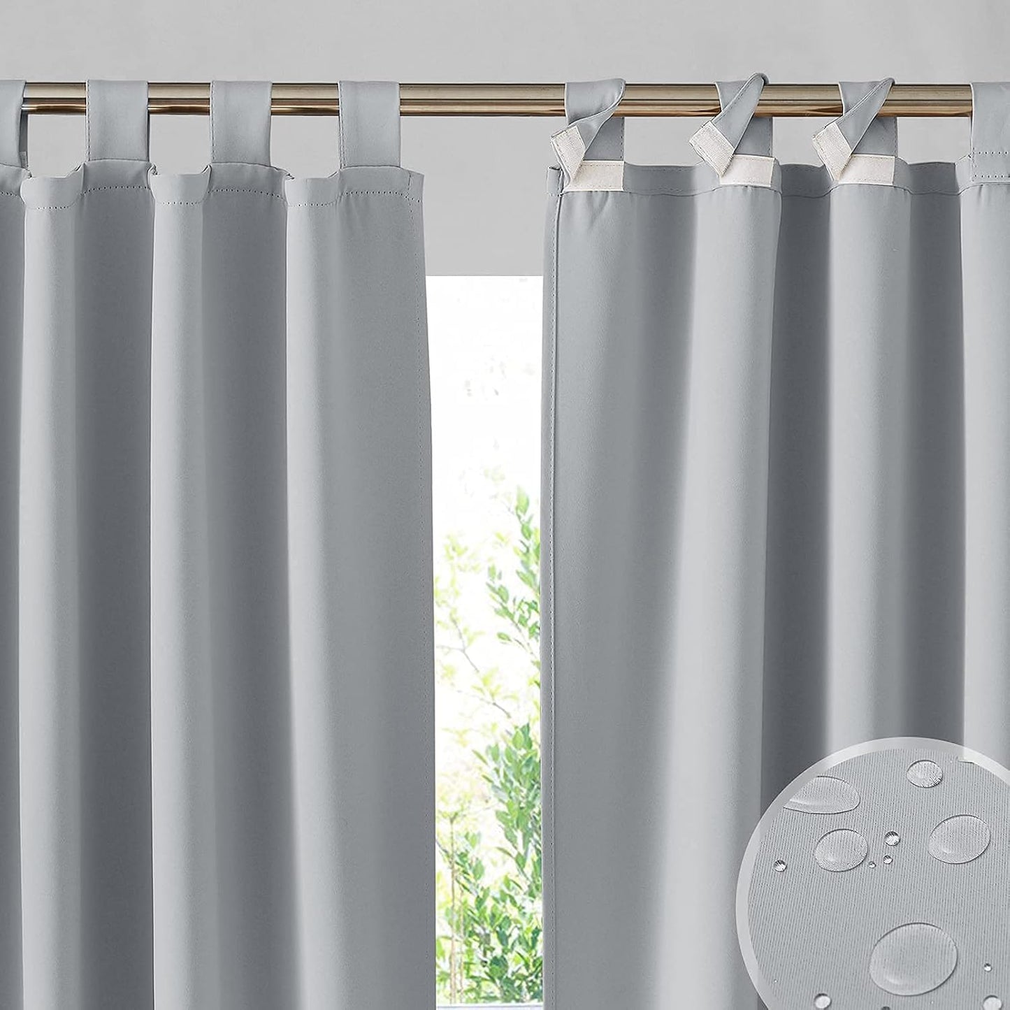 2 Cortinas impermeables exteriores 52x84pulg gris claro