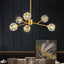 Candelabro de cristal moderno 6 luces doradas para comedor
