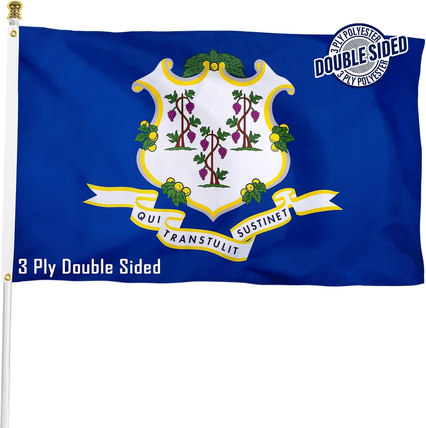 Bandera CT 3x5ft poliéster 3 capas doble cara