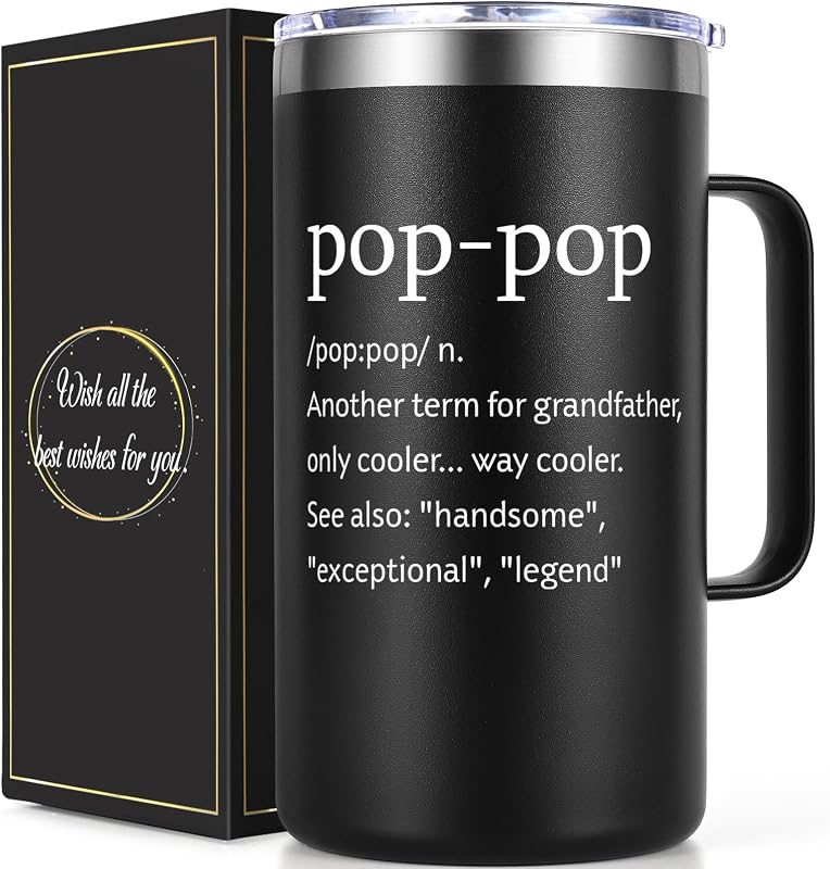 Taza café aislada 20oz regalo día del padre abuelo negro