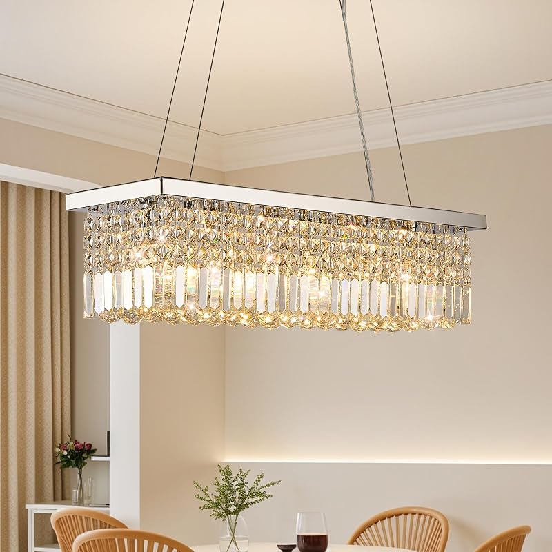 Candelabro K9 cristal 6 luces colgante 31.5"