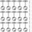 15 Soportes Barra Ducha Acero Inox 1.25" Cepillado Plateado