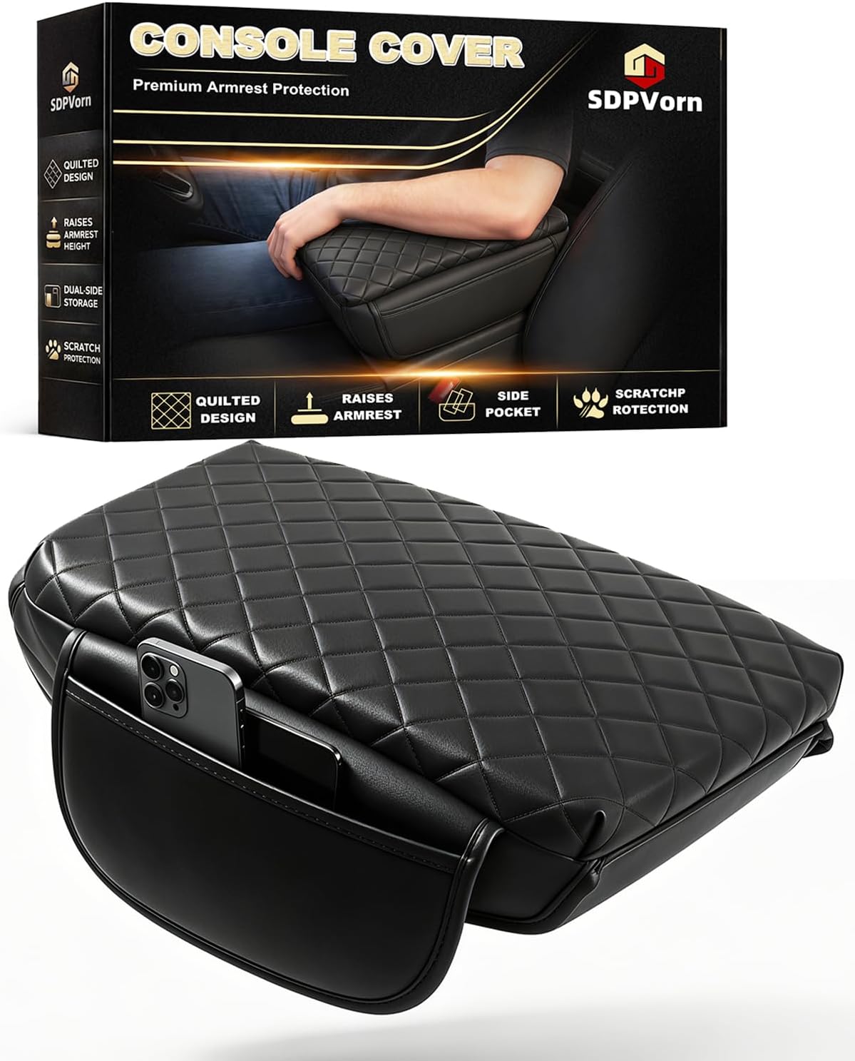 Reposabrazos Jeep Wrangler JK 11-17 cuero sintético negro