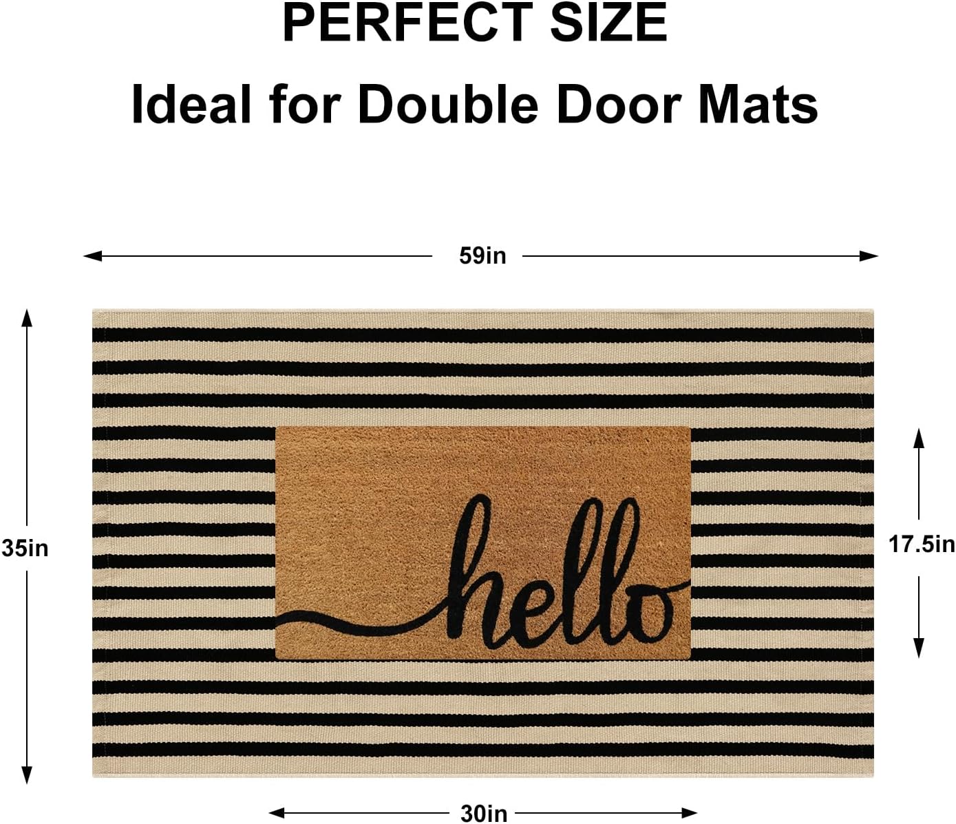 Alfombra puerta algodón negro 3x5" tejida a mano