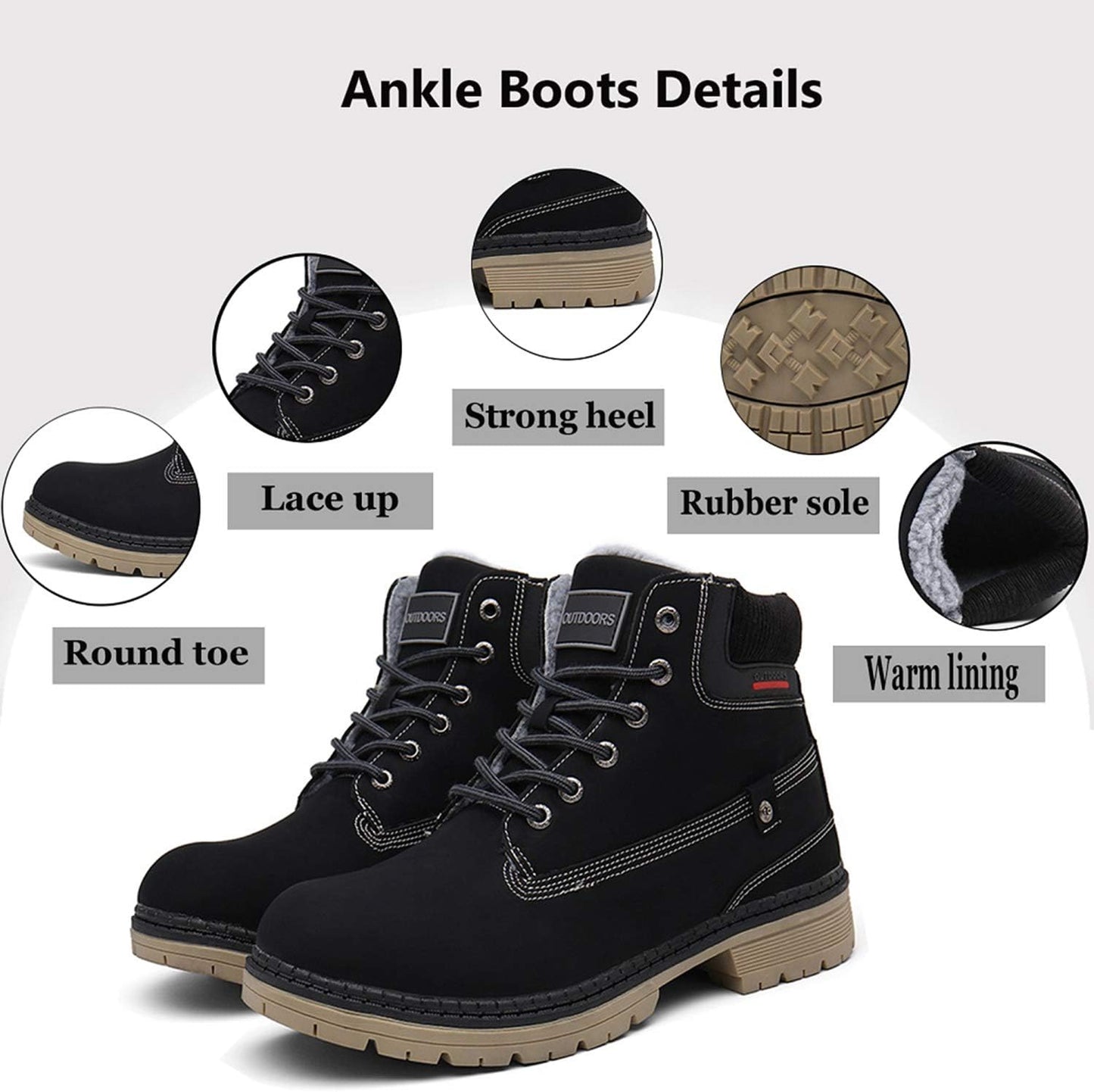 Botas nieve unisex forro piel cálida antiderrap
