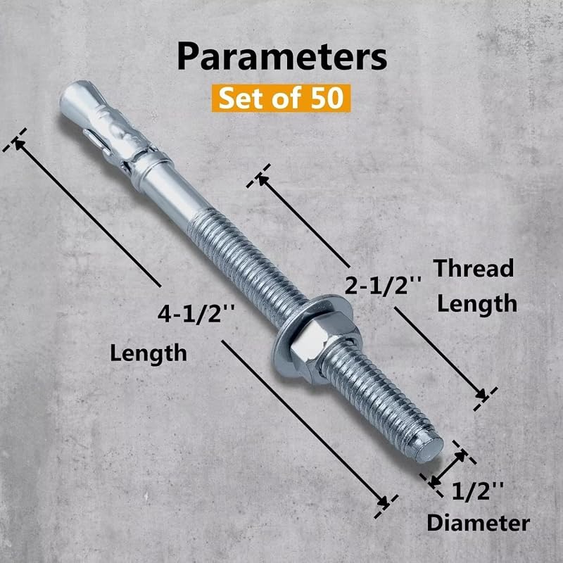 Anclaje cuña 1/2x4.5" 50pzas pernos galvanizados cemento