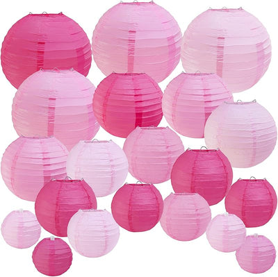 20 Linternas papel chinas rosa colgantes decoración fiesta