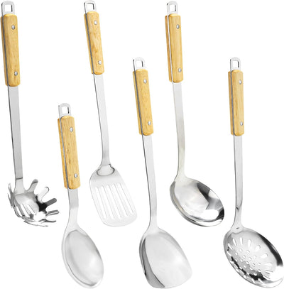 Juego 6 Utensilios Wok con Mango Madera