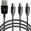Cable divisor USB tipo C 3 en 1 4.9pies 3 USB C negro