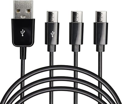 Cable divisor USB tipo C 3 en 1 4.9pies 3 USB C negro