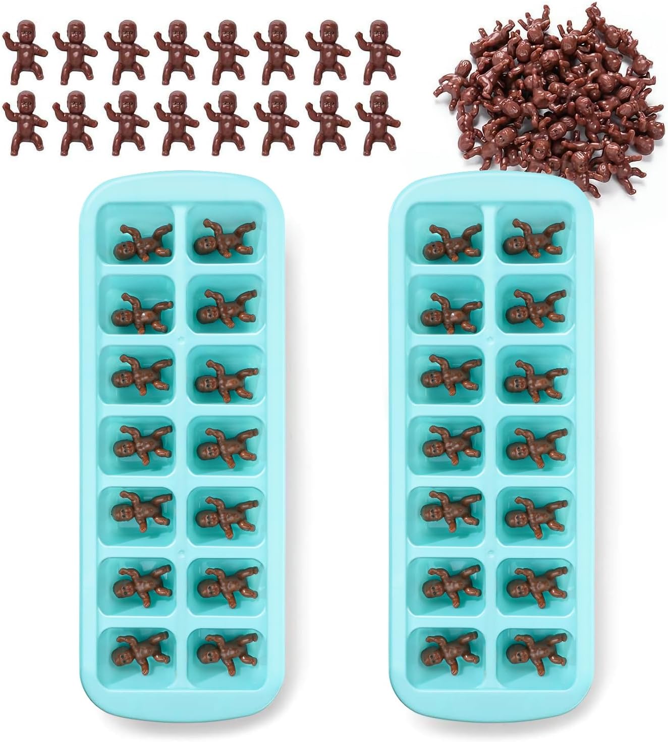 Set 36 bebés 1.2" bandejas cubitos hielo con figuras