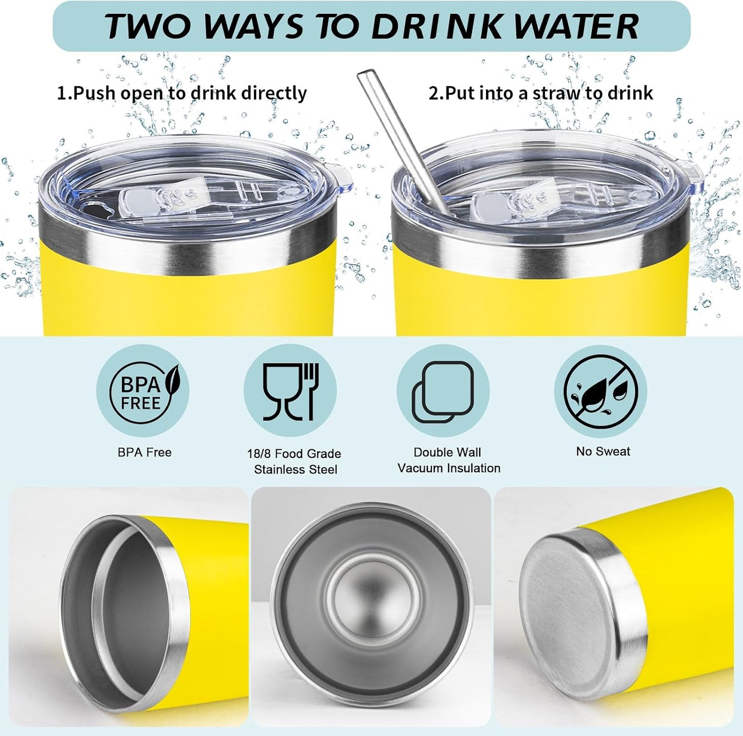 Vaso acero inox 20oz con popote y cepillo 4uds