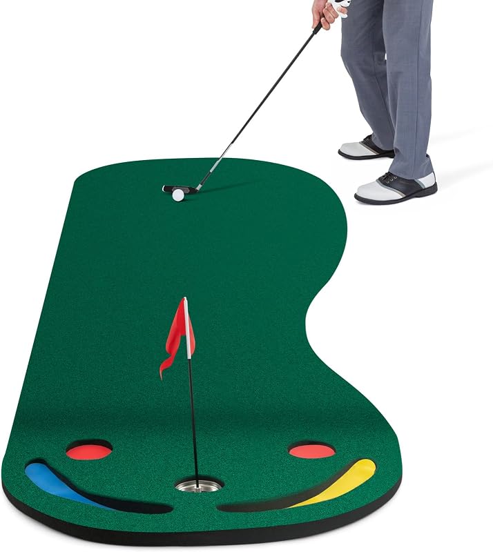 Alfombrilla putting 10x3ft con 3 hoyos bandera y cubiertas