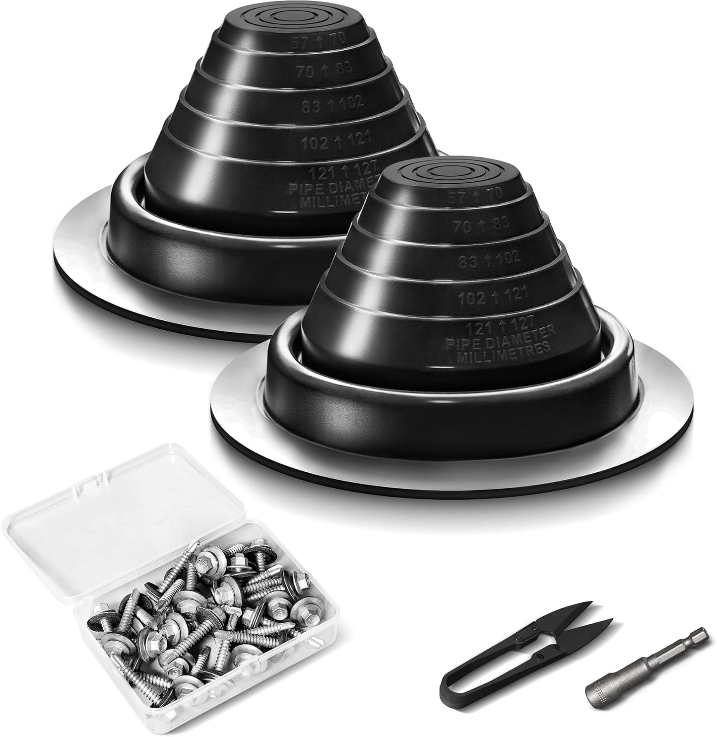 Ventilaciones techo metal botas tuberias 1/4-5pulg